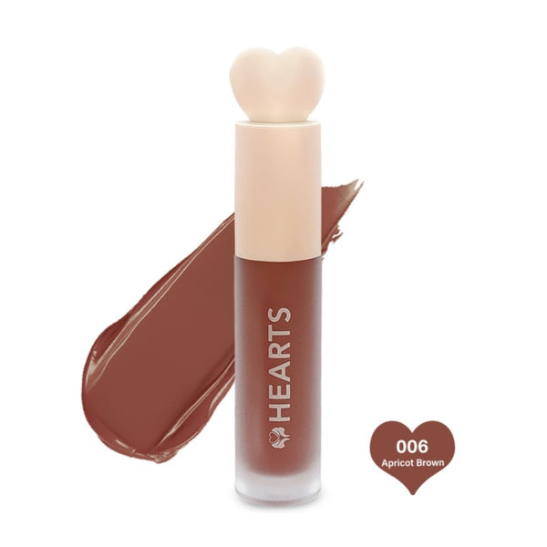 Hearts Matte Liquid Lipstick Liquid Formula Vitamin E Apricot Brown 006