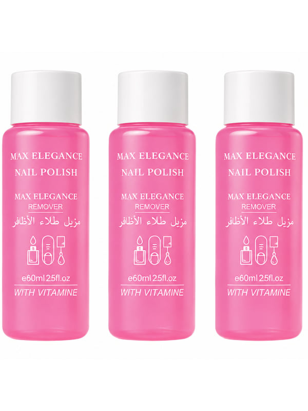 MAX ELEGANCE Nail Polish Remover with Vitamins, 3 x 60 ml