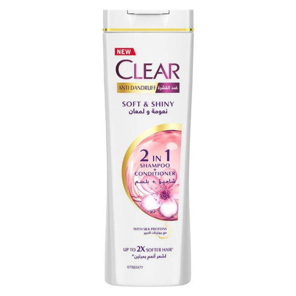 CLEAR Women's Soft & Shiny 2-in-1 Shampoo Conditioner with Nutrium 10 and Silk Proteins, 200 ml