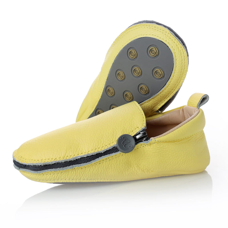 Rose et Chocolat Rczs 05 Zipper Baby Shoes Leather Rubber Soles Gold Size 24-25