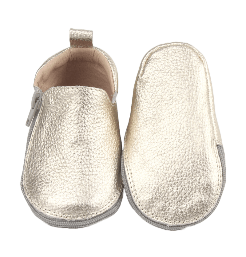Rose et Chocolat RCZS 05 Zipper Baby Shoes Soft Leather Soles Gold, Size 18-19, 0-6 Months