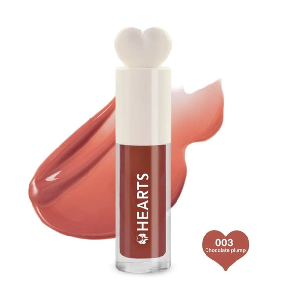 Hearts Lip Gloss Chocolate Plump Glossy Finish Hydrating Oils 003