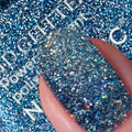 Nails Inc High Voltage Vibes HD Glitter Blue Nail Polish, Reflective Glitter Finish
