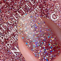 Nails Inc HD Glitter Pink All Amped Up Nail Polish Reflective Glitter Finish