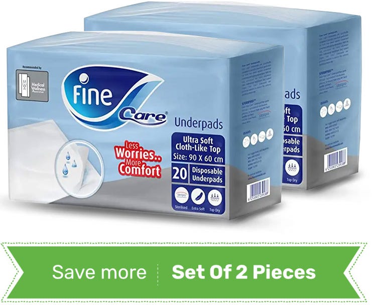 Fine Care Underpads Disposable Absorbent Sheets 60 x 90 cm Pack of 2