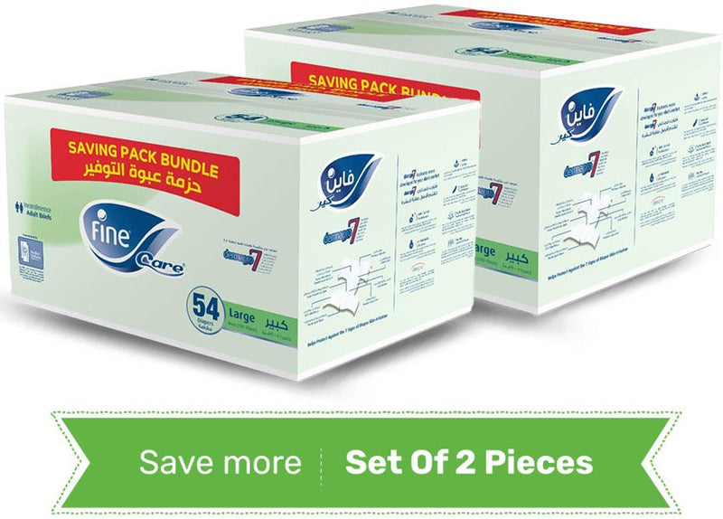 Fine Adult Diapers Large Tape Style DermaPro7 Technology 108 Pieces