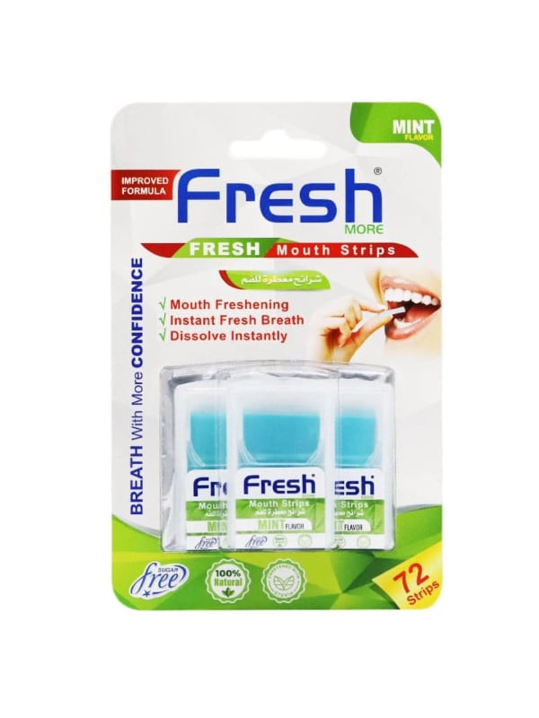 Fresh More 3-in-1 Mint Mouth Freshening Strips, Sugar-Free, 72 Count