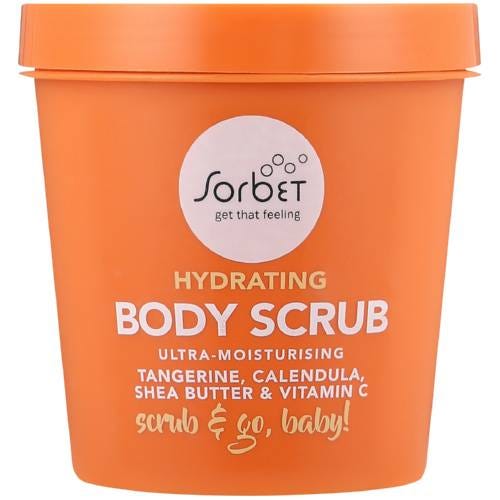 Sorbet Hydrating Body Scrub Tangerine Calendula Shea Butter Vitamin C 250 ml