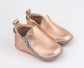 Rose et Chocolat RCZS 06 Zipper Shoes Leather Slippers Bronze, Size 22-23, 12-18 Months