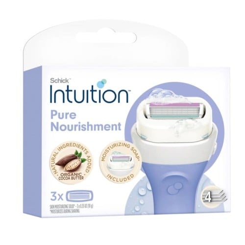 Chic Intuition Razor Blade Refills, 4-Blade Pivoting Head, Cocoa Butter and Almond Oil, 3 Pieces