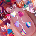 Nails Inc We Love Pink Kissing in Kensington Rainbow Heart Confetti Nail Topper