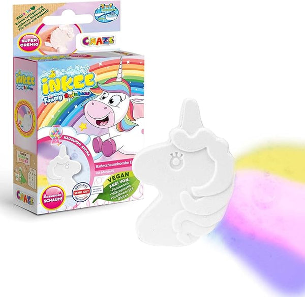 CRAZE INKEE Foamy Unicorn Bath Bomb, Bubble Bath, Pink Yellow Purple Swirl