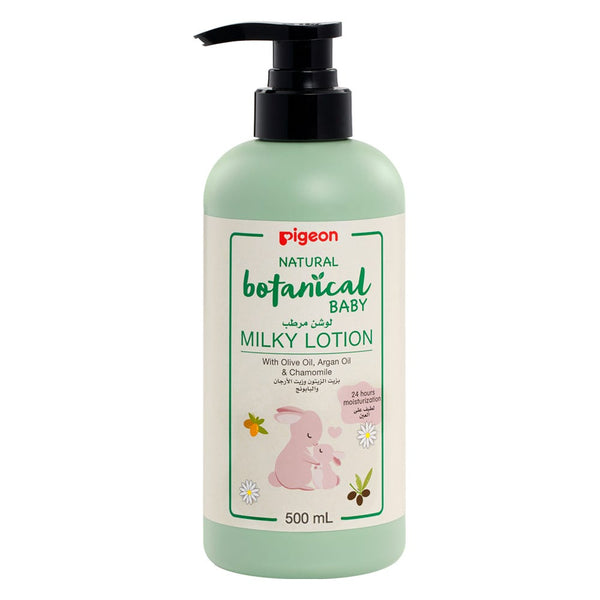 Pigeon Natural Botanical Baby Milky Lotion Water-Based Moisturizer Argan Olive Chamomile 500 ml