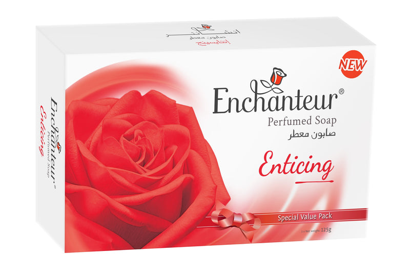 Enchanteur Enticing Perfumed Soap, Bulgarian Rose & White Jasmine, 3-Piece Pack