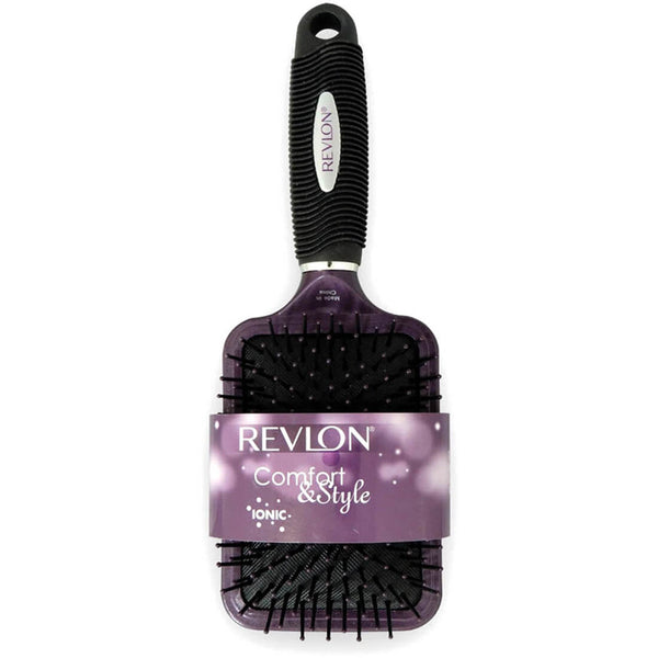 Revlon Comfort & Style Square Hair Brush Ionic Technology Cushioned Soft Bristles 1 Pc