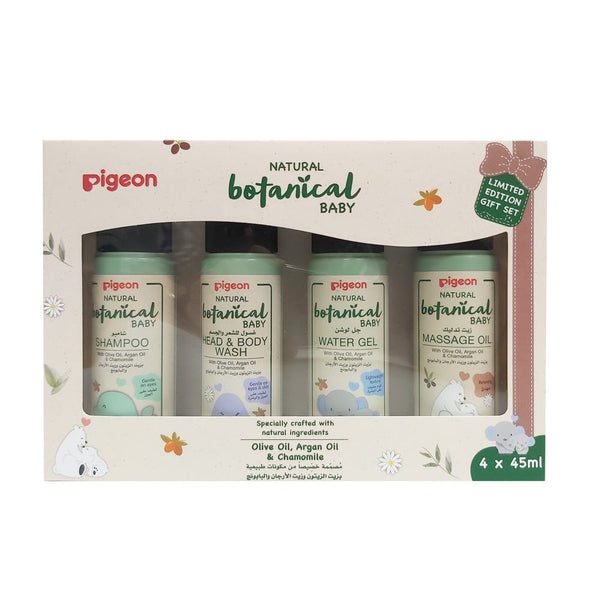 Pigeon Natural Botanical Baby Travel Set, 4-Piece Bath Essentials Kit