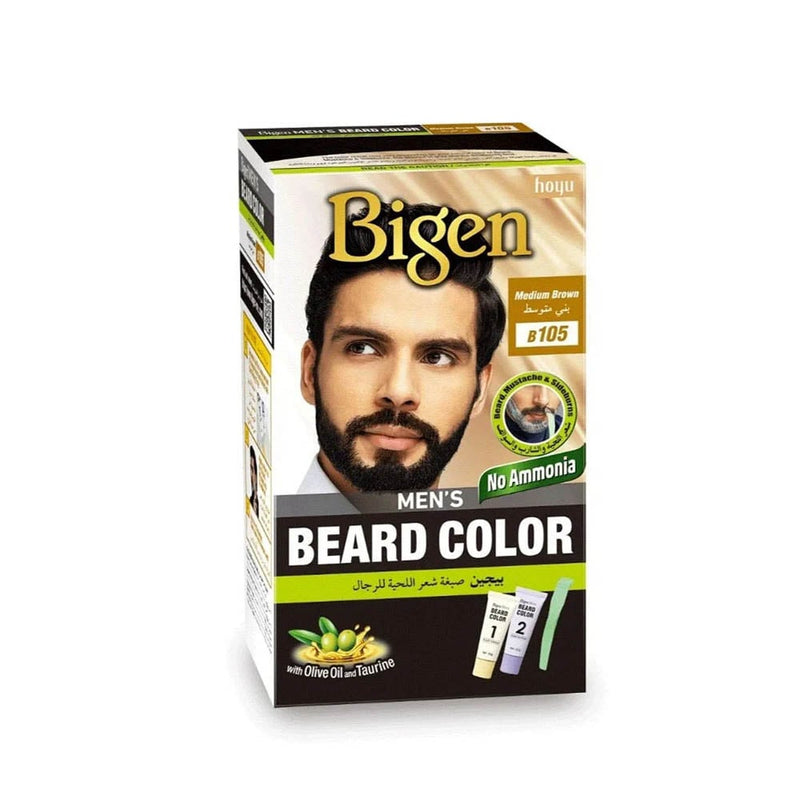 Bigen Beard Hair Dye Medium Brown B105 Ammonia-Free Facial Hair Colour