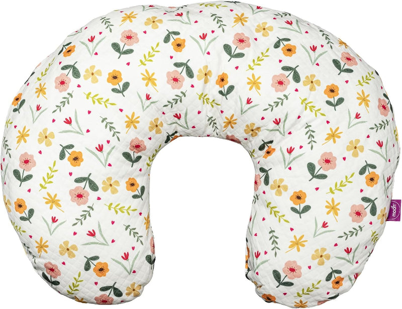 Moon Portable Nursing Breastfeeding Support Pillow, Removable Zippered Cotton Blend Cover, Flower Pattern, 1 Piece