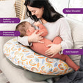Moon Portable Nursing Breastfeeding Support Pillow, Removable Zippered Cotton Blend Cover, Flower Pattern, 1 Piece