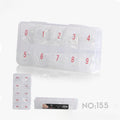 Max Donna Full-Cover Coffin False Nail Tips, Clear Acrylic, 500 Pieces, 10 Sizes, No. 155