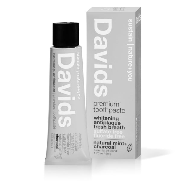 Davids Premium Toothpaste Paste Charcoal Peppermint Fluoride-Free 50 g
