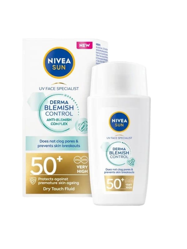 NIVEA Sun UV Face Derma Blemish Control Fluid SPF 50+ Matte Finish Niacinamide 40ml