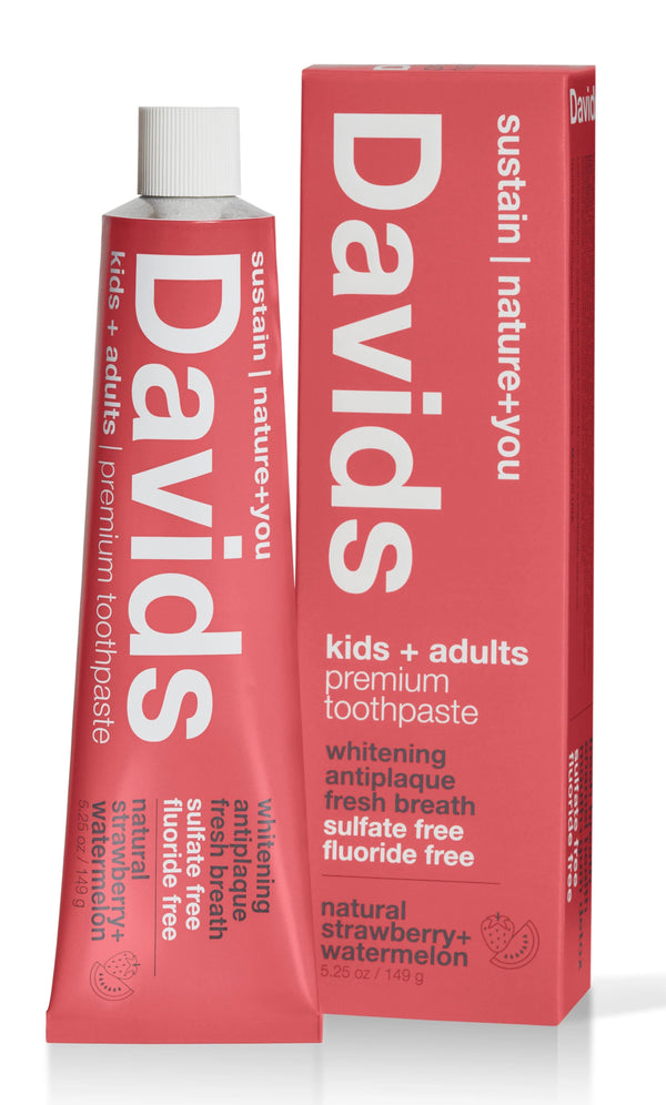 Davids Kids + Adults Strawberry Watermelon Toothpaste Fluoride-Free SLS-Free 149 g