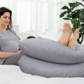 Moon Bamboo Ultimate Comfort 4-in-1 C-Shaped Maternity Body Pillow, Grey