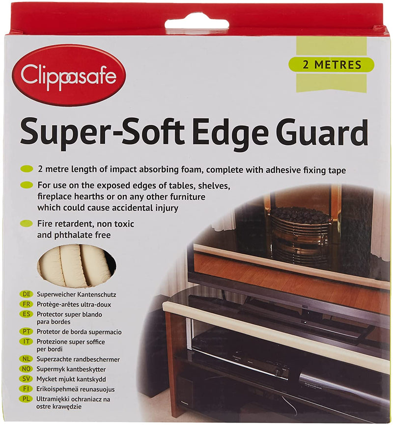 Clippasafe Super-Soft Edge Guard Foam Safety Strip, Cream, 2 Metres