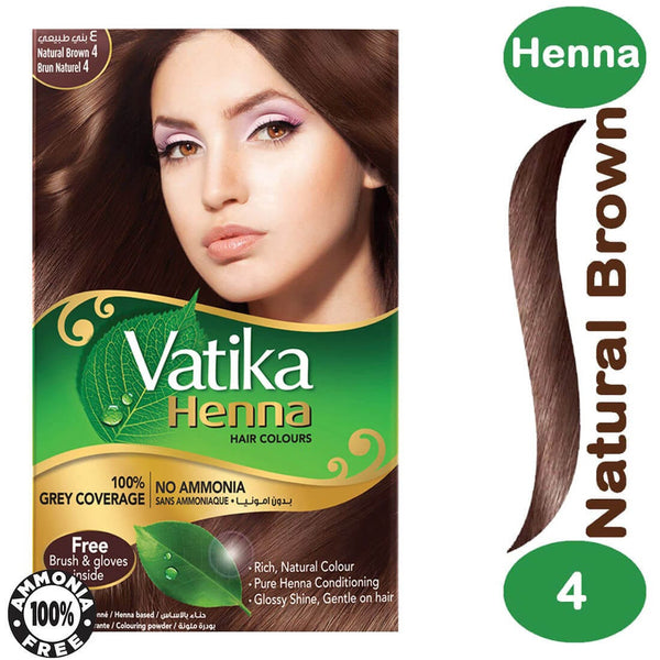 Dabur Vatika Henna Natural Brown Hair Color Powder Ammonia-Free 60 g