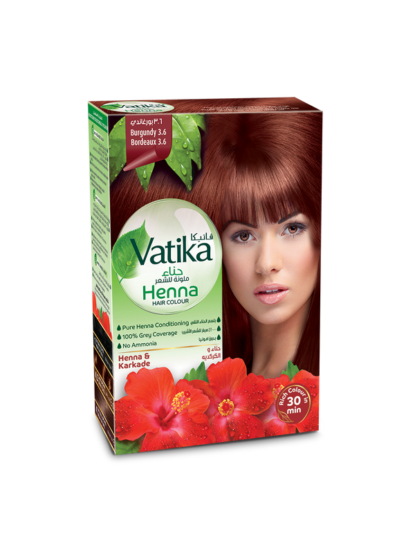 Dabur Vatika Henna Hair Color Powder Burgundy 60 g Ammonia-Free