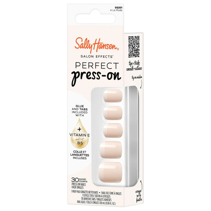 Sally Hansen Salon Effects Press-On Nails A La Mode IV Short Square French Tip 30 Nails