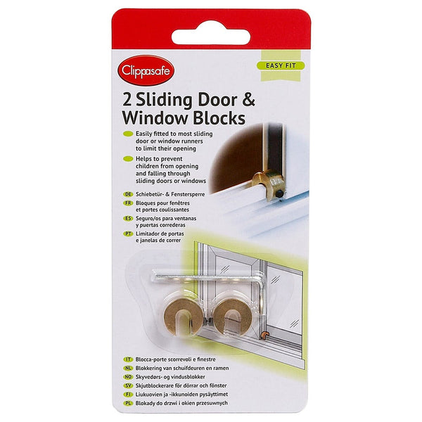 Clippasafe Sliding Door and Window Blocks Brass