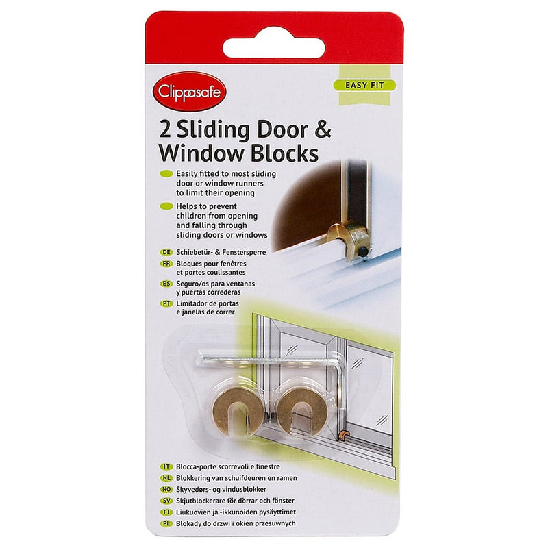 Clippasafe Sliding Door and Window Blocks Brass