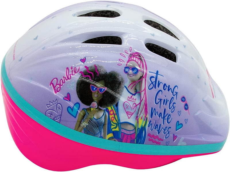 Spartan Barbie Kids Bicycle Helmet, Pink and White, Adjustable Fit, 50-52 cm