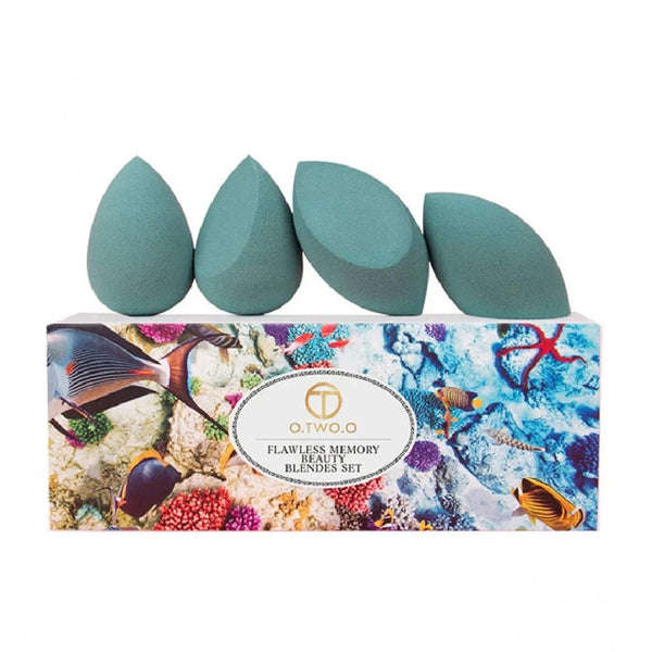 O2O 4-Piece Makeup Sponge Set Soft Curved Applicators for Nose, Eyelids and Contouring