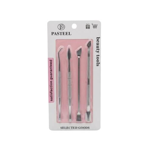 4-Piece Stainless Steel Cuticle Care Tool Set, Double-Headed Nail Cleaning Kit