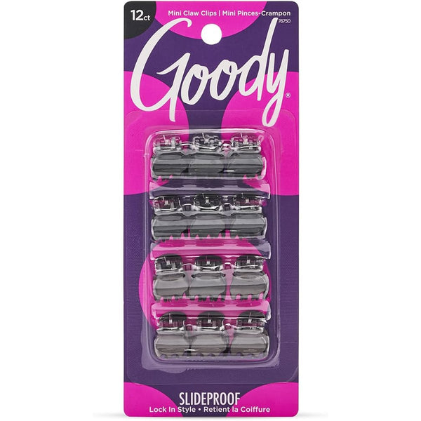 Goody Mini Claw Clips Matte Black Reliable Grip 12 Count GD76750