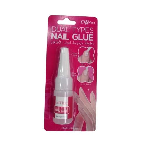 Office Pink Nail Glue Dual Applicator with Dropper and Brush 10ml