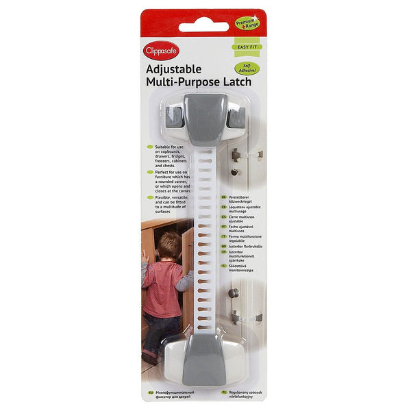 Clippasafe Adjustable Multi-Purpose Cabinet Latch White/Grey