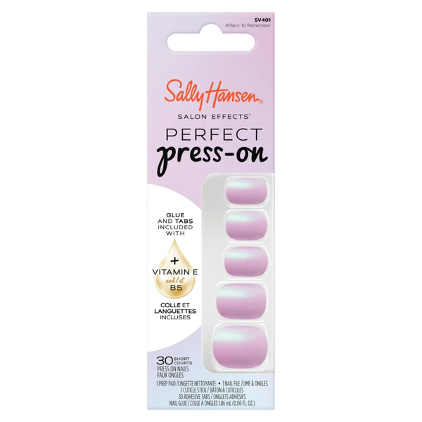 Sally Hansen Salon Effects Press-On Nails Short Square Shimmer Lilac Flip Affair To Remember 30 Nails