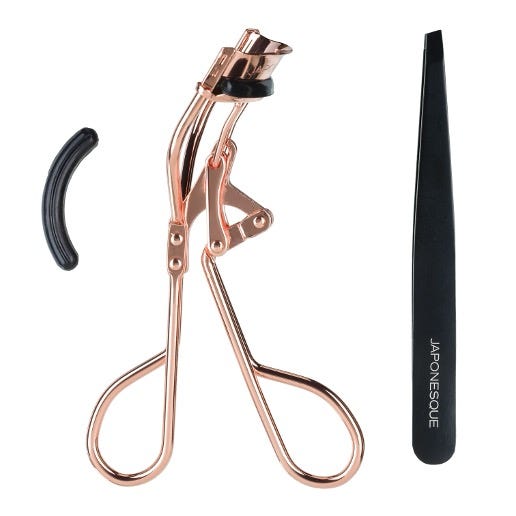 Japonesque Lash Curler & Slant Tweezer Rose Gold