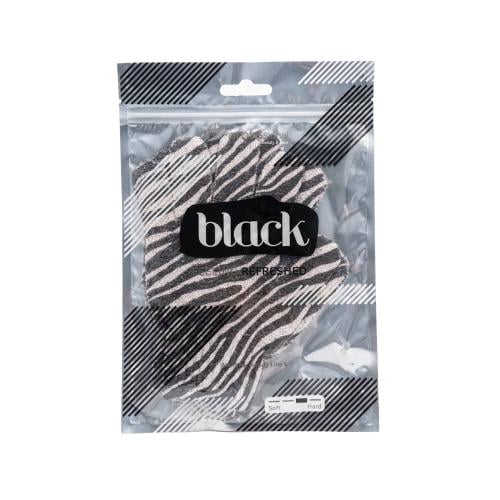 Black Striped Bath Mitt Exfoliating Shower Sponge for Body Cleansing and Massage