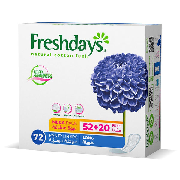 Freshdays Sports Panty Liners Breathable Cotton-Feel Cover 72 Pieces