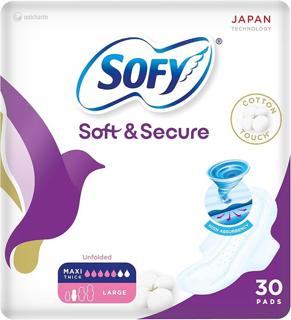 Sofy Compressed Large Sanitary Pads With Wings Cotton Touch 30 Pads