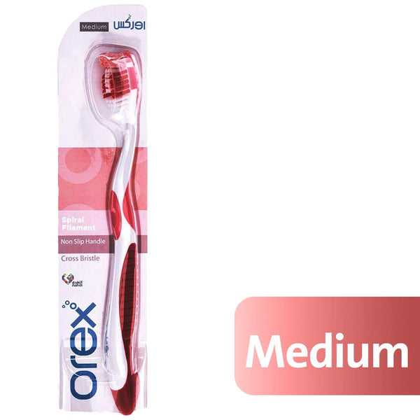 Orex Spiral Filaments Toothbrush Medium Bristles B0118M, 1 Piece