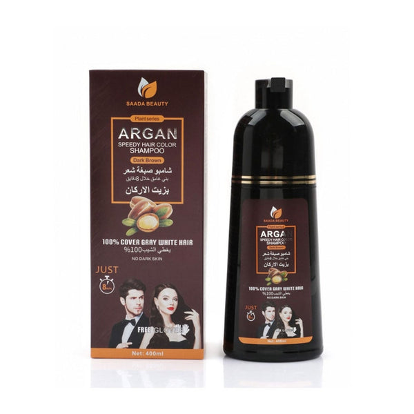 Saada Beauty Speedy Hair Color Shampoo Argan Oil Dark Brown 400 ml