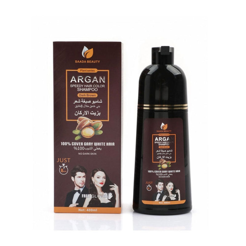 Saada Beauty Speedy Hair Color Shampoo Argan Oil Dark Brown 400 ml