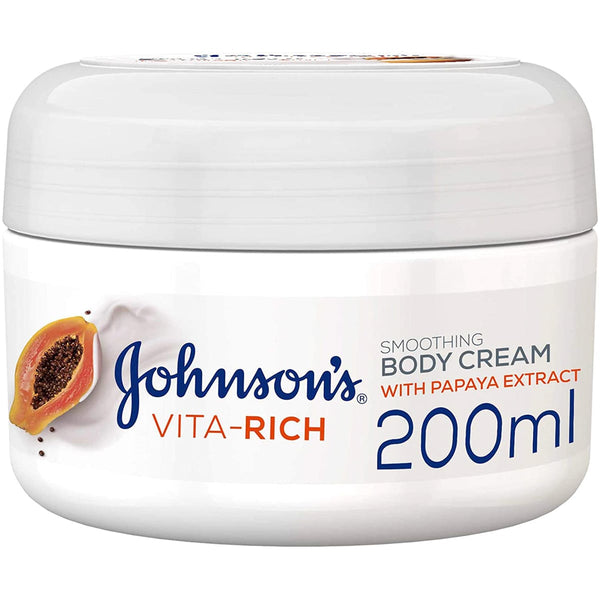 Johnson's Vita-Rich Body Cream Papaya Extract Non-Greasy 24-Hour Moisture 200 ml