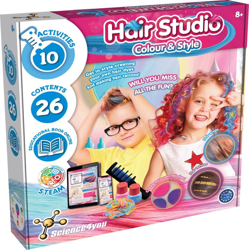 Science4You Hair Studio Kids Hair Chalk and Creative Hairstyling Science Kit, 31-Piece Set